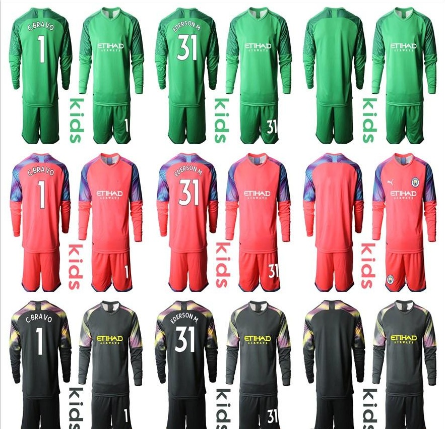 2019 2020 Long Sleeve Kid Youth Ederson Moraes Goalkeeper Jerseys Kids Soccer Sets #31 Ederson M. #1 C. Bravo Boy Kit Children Uniform, Colour 2
2019 2020 Long Sleeve Kid Youth Ederson Moraes Goalkeeper Jerseys Kids Soccer Sets #31 Ederson M. #1 C. Bravo Boy Kit Children Uniform, Colour 2