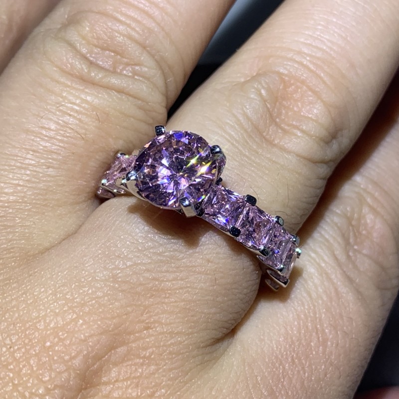 Sterg Sier Pink Sapphire CZ Promise Ring: Perfect Anniversary Gift 3e12