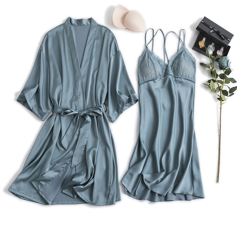 2019 Women Robe & Gown Sets Sexy Lace Sleep Lounge Pajama Half Sleeve Ladies Nightwear Bathrobe Night Dress With Chest Pads, Style 1
2019 Women Robe & Gown Sets Sexy Lace Sleep Lounge Pajama Half Sleeve Ladies Nightwear Bathrobe Night Dress With Chest Pads, Style 1
