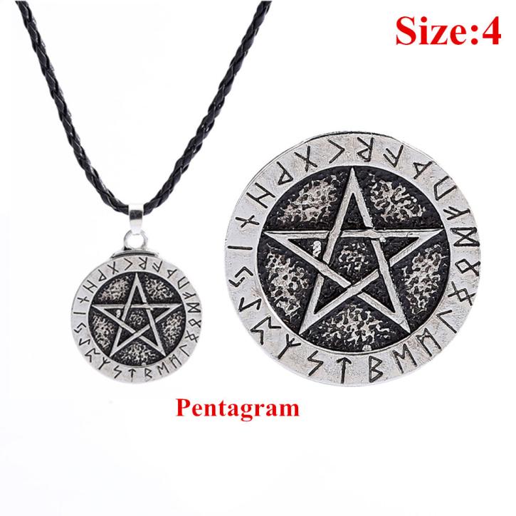 Exquisite Pendant Necklaces Large Rune Nordic Choker Viking Pentagram Pendant Jewelry Necklace Pentagram Wiccan Pagan Norse1