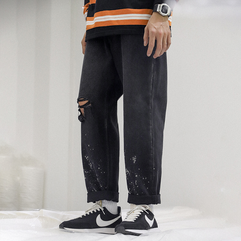 Splash-Ink Distressed Knee Ripped jeans Mens Black Jeans Men Hiphop Straight Denim Pants Fashion Casual Trousers Men's
Splash-Ink Distressed Knee Ripped jeans Mens Black Jeans Men Hiphop Straight Denim Pants Fashion Casual Trousers Men's