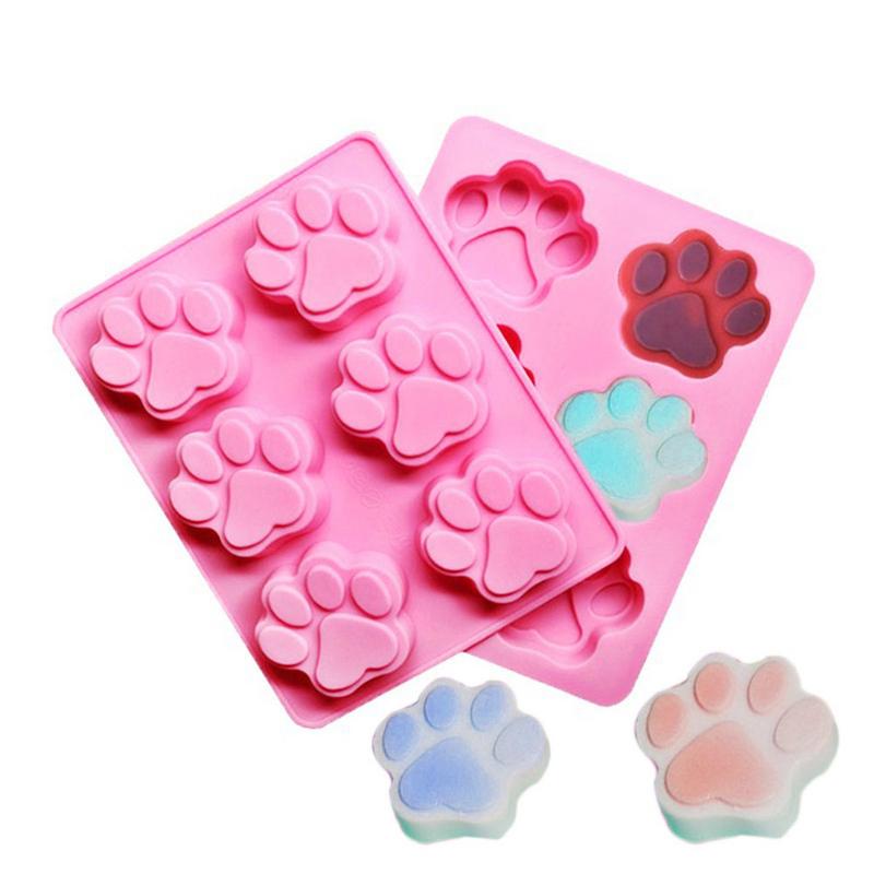 

3D Paw Silicone Moulds Cute Dog Pattern Baking Moulds Pink Ice Cube Soap Fondant Decoration Cake Decorating Pet Animal Print Chocolate Candle Tray Party Maker 122012