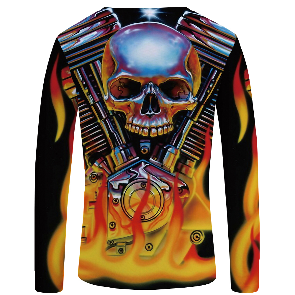 KYKU Skull T shirt Men Long sleeve shirt Black Clothes Devil Funny T shirts 3D Printed Tshirt Rock Streetwear Mens Clothing MX200509