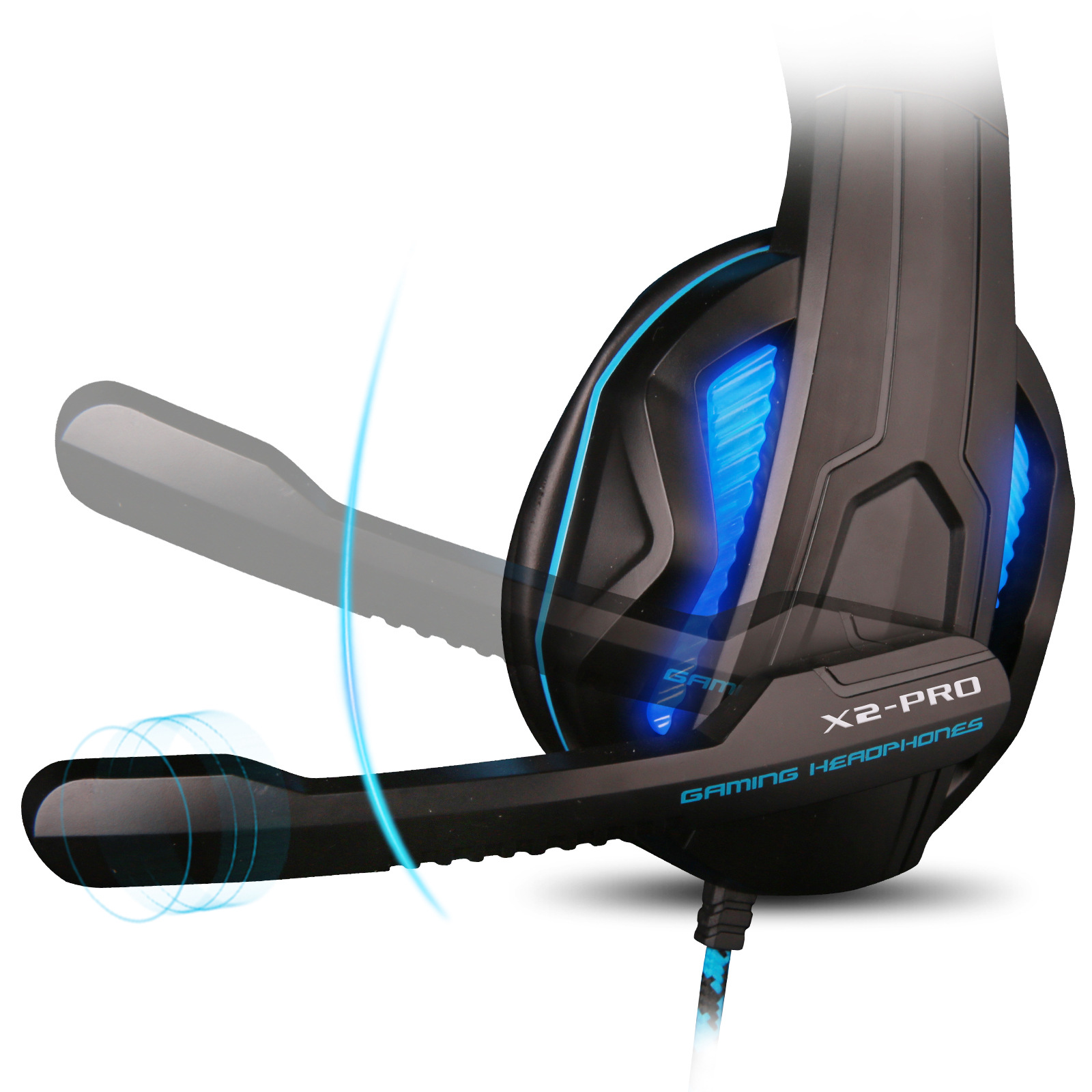 X2-PRO Over Ear Universal Luminous Led Light Games Head Phone Glowing Gamer Headphones Gaming Headset With Mic Volume Control
