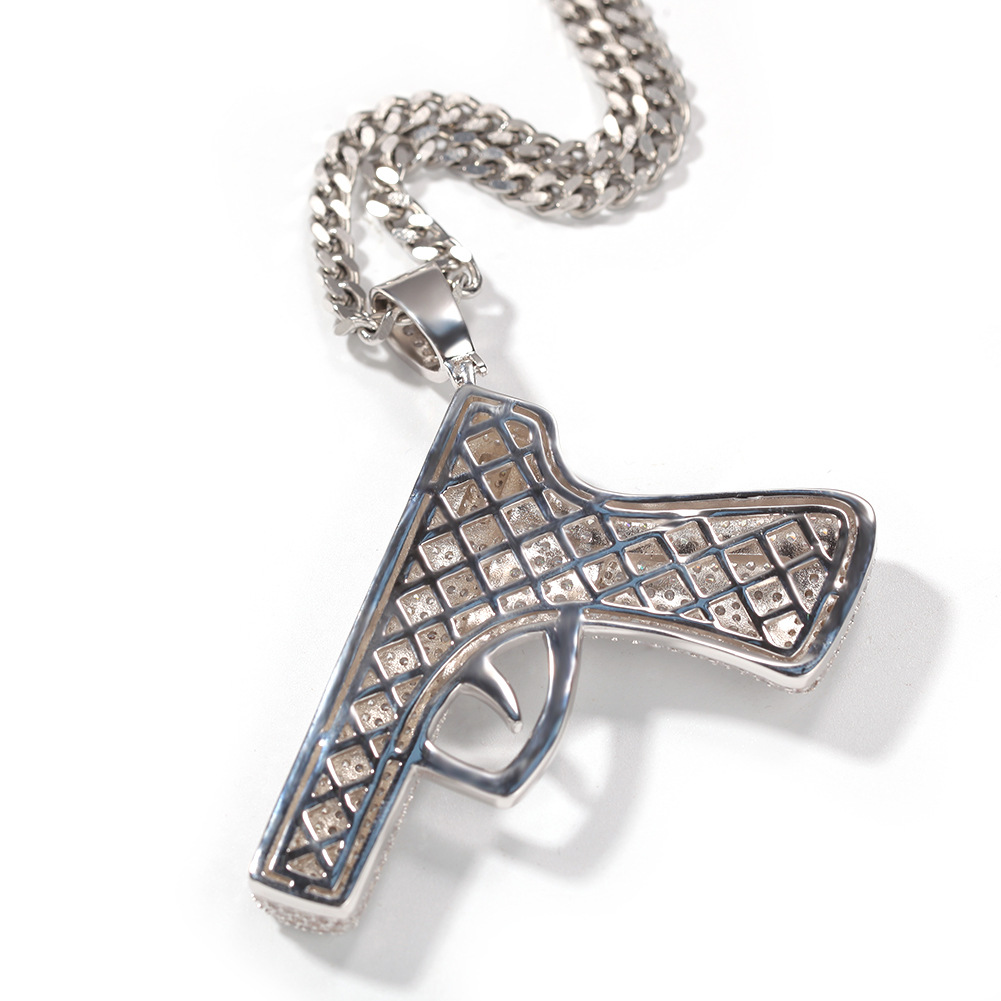 Hip Hop Shining Rap Pistol Pendant Necklace 18k Real Gold/Platinum Plated Full Zircon Necklace Jewelry