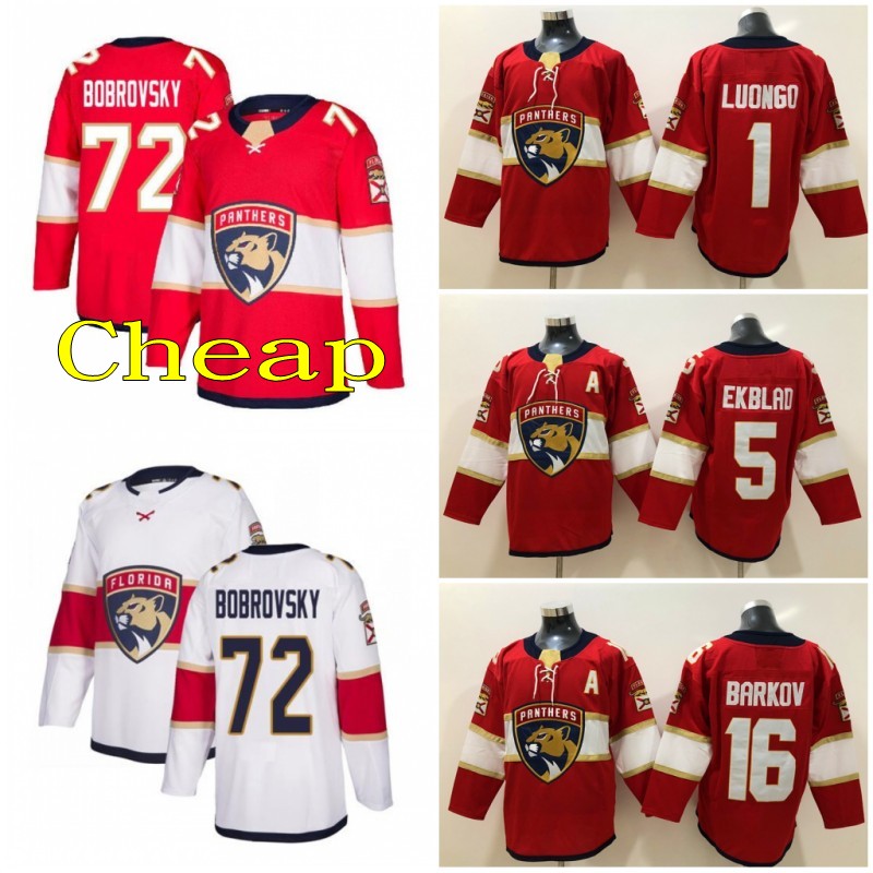Cheap 2020 Florida Panthers 72 Sergei Bobrovsky Jerseys Hockey 1 Roberto Luongo 5 Aaron Ekblad 16 Aleksander Barkov 68 Jaromir Jagr Jersey, Black;red