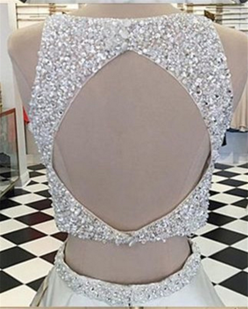 2019 Charming 2 Pieces Long Prom Dresses Beaded Formal Evening Party Dress Bridesmaid Wear Party Gown QC1359