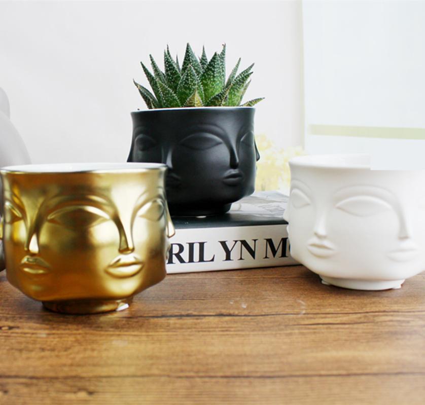 Vases Modern Styler face pattern Dora Maar Musa Vase Flower Pots Planters Muse Noir Dora Maar Salad Bowl/candle Stand/planters H250116