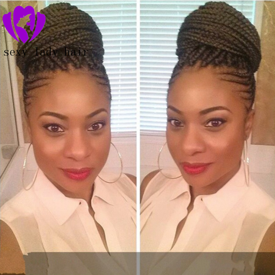 250% Density Box Braids Wig with Baby Hair 360 lace cornrow Braided Lace Wig heat resistant glueless synthetic lace front wig for women