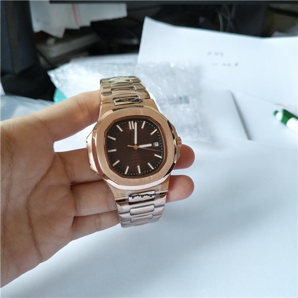 High quality Male watch for man stainless watches automatic rose gold Band Coffee Face wrist watch 021