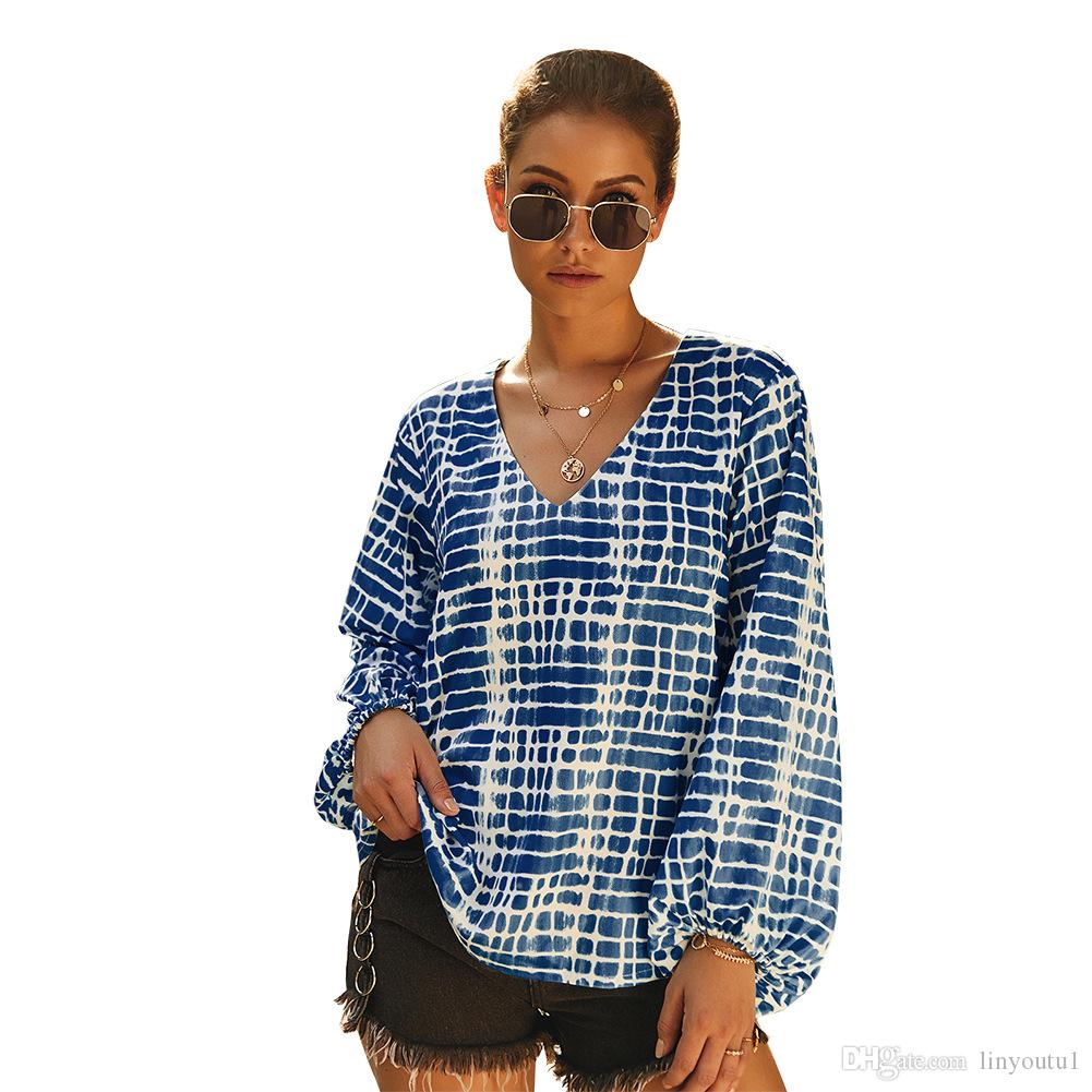 2020 Women's Blouse Boho Floral Printed Long Sleeve Casual Loose Tops Ladies Hippie Gypsy Tunic Blouse Shirt