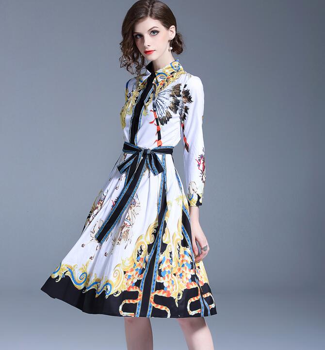 Ladies temperament scarf printed women shirt dresses A-line street style dresses knee-length long sleeve, Multi
Ladies temperament scarf printed women shirt dresses A-line street style dresses knee-length long sleeve, Multi