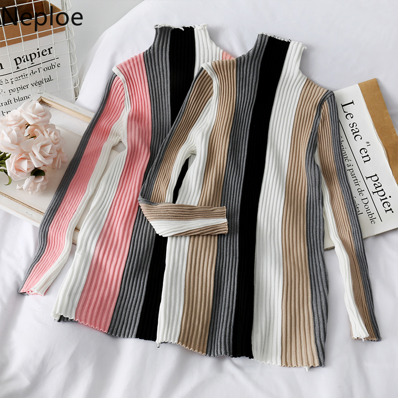 Neploe Contrast Color Patchwork Skinny Pullover Sweater Autumn Winter Bottom Turtleneck Long Sleeve Knit Pit Pull Femme New48646, Pink
Neploe Contrast Color Patchwork Skinny Pullover Sweater Autumn Winter Bottom Turtleneck Long Sleeve Knit Pit Pull Femme New48646, Pink