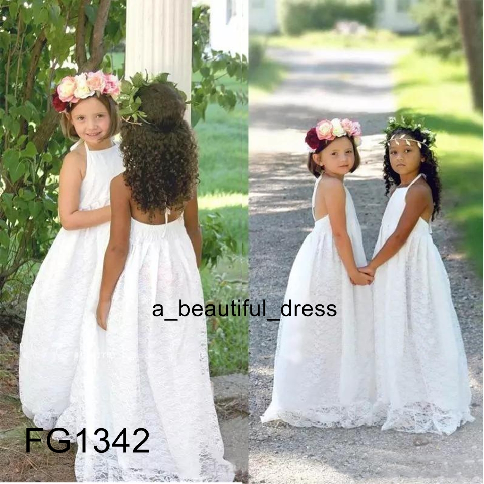 $59.95/PC Free Shipping Any Size Color Lace Flower Girl' Dresses Lace Kids Formal Wear Long Sleeves Sleeveless Floor Length Little Girls