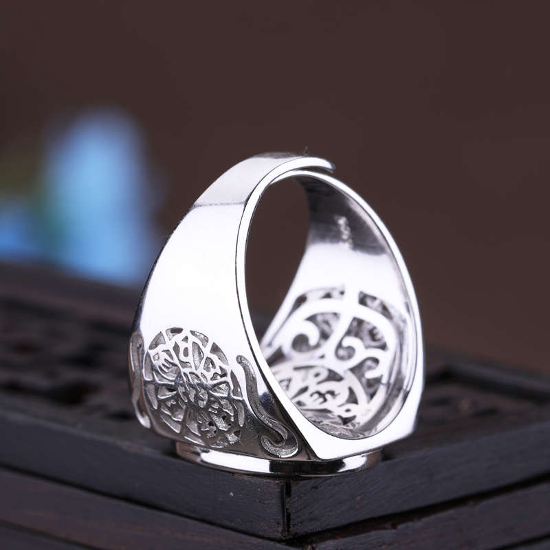 925 Sterling Silver Men Engagement Wedding Ring 14x18mm Oval Cabochon Semi Mount Ring Setting White Gold Color