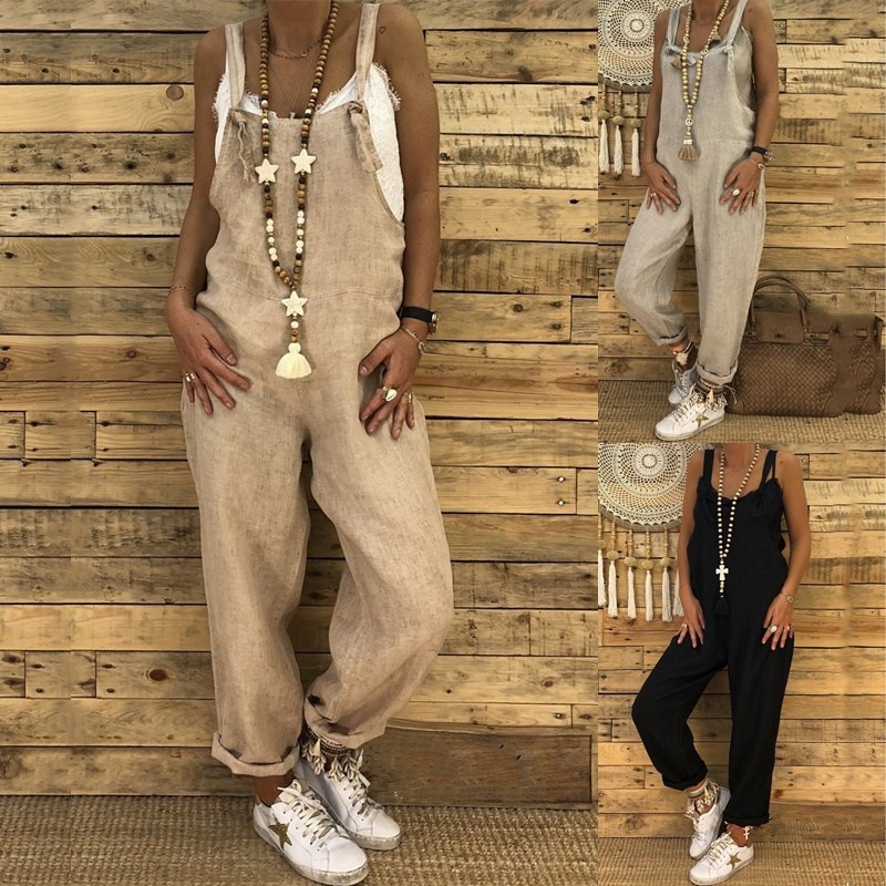 woman strap sleeveless jumpsuits Casual Solid Strappy Dungarees Vintage Cotton Linen Loose Party Long Harem Overalls Rompers Jumpsuits, Khaki
woman strap sleeveless jumpsuits Casual Solid Strappy Dungarees Vintage Cotton Linen Loose Party Long Harem Overalls Rompers Jumpsuits, Khaki