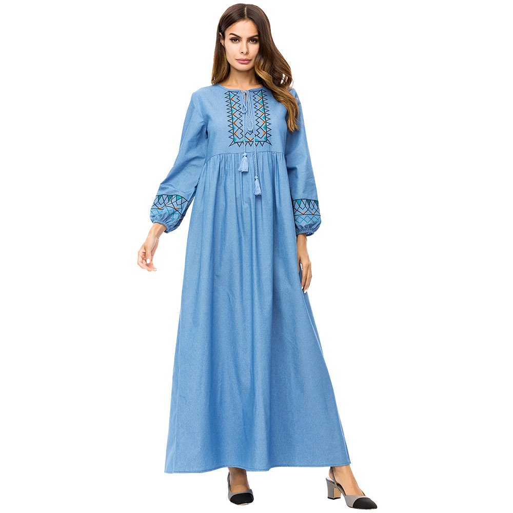 Ethnic Clothing Women's Muslim Denim Casual Embroidered Loose Large Size Dress Abaya Jubah Ramadan Arabic Long Robe Islamic Prayer
Ethnic Clothing Women's Muslim Denim Casual Embroidered Loose Large Size Dress Abaya Jubah Ramadan Arabic Long Robe Islamic Prayer
