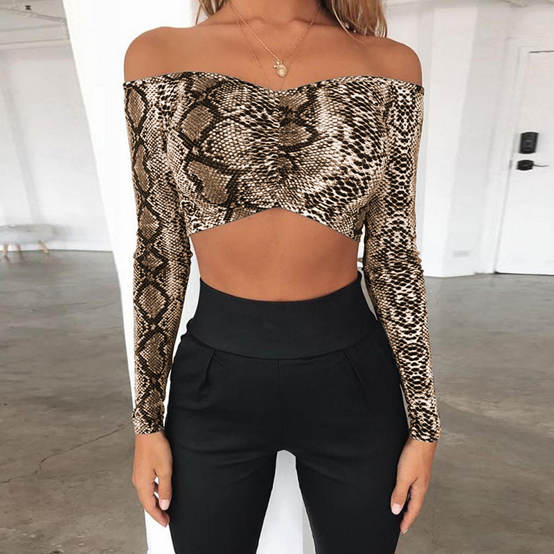 February Brand Designer New Ladies Blouse Off Shoulder Cropped Tank Tops Women Sexy Snake Skin Print Crop Top Streetwear Basic Tees Camis, Brown
February Brand Designer New Ladies Blouse Off Shoulder Cropped Tank Tops Women Sexy Snake Skin Print Crop Top Streetwear Basic Tees Camis, Brown