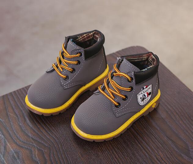 Kids Baby Martin boots Autumn winter childrens shoes High Outdoor Sneakers Leather Boys girl Baby snow boots size 21-30