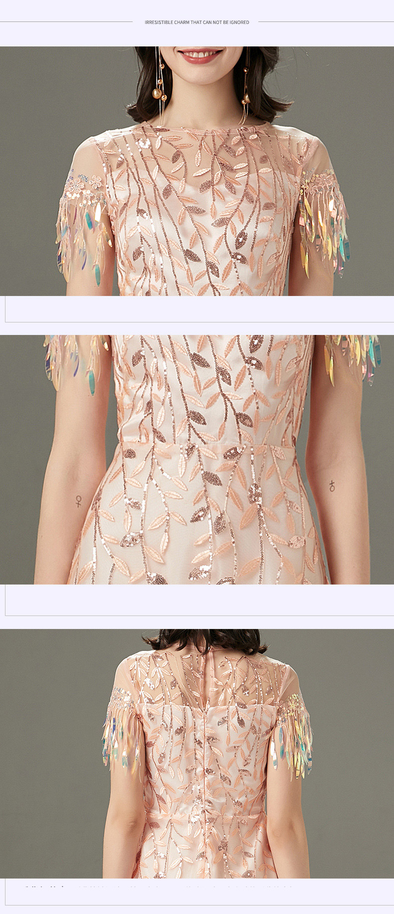 Women's Runway Dresses O Neck Short Sleeves Embroidery Beaded Layered Fashion Mid Calf Dresses
