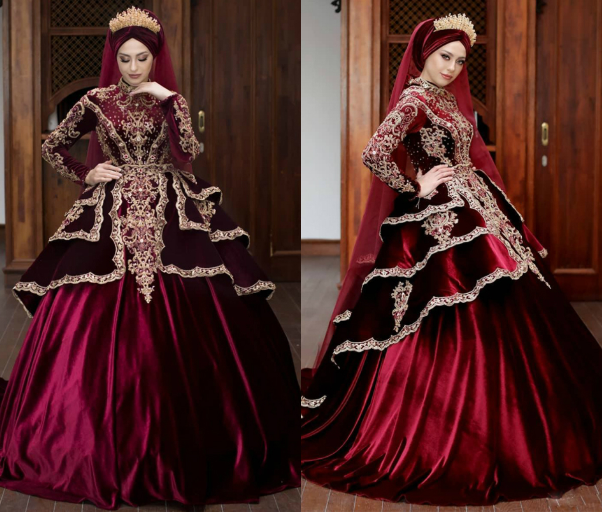 Luxurious Burgundy Ball Gown Muslim Wedding Dresses High Collar Full Sleeve Lace Appliques Velvet Arabic Dubai Bridal Gowns, Light sky blue
Luxurious Burgundy Ball Gown Muslim Wedding Dresses High Collar Full Sleeve Lace Appliques Velvet Arabic Dubai Bridal Gowns, Light sky blue