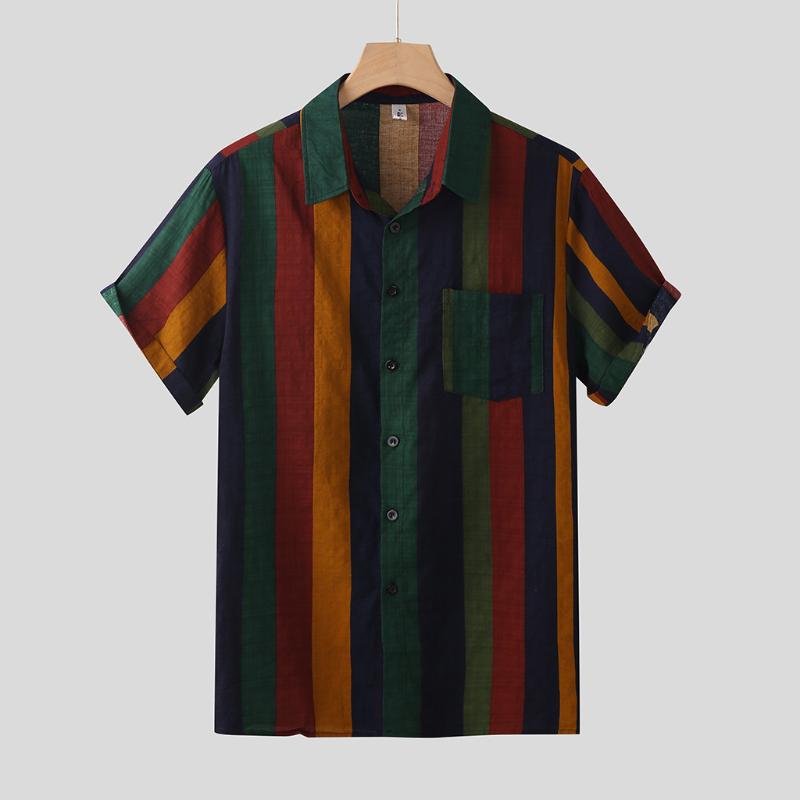Summer Mens Shirts Loose Multi Color Stripe Lump Pocket Short Sleeve Chest Pocket Shirts For Men Male Clothing Chemise Homme
Summer Mens Shirts Loose Multi Color Stripe Lump Pocket Short Sleeve Chest Pocket Shirts For Men Male Clothing Chemise Homme
