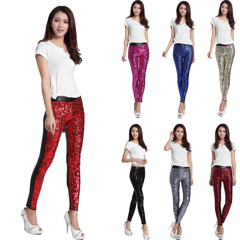 Women's Spring New High Waist Imitation Leather Stitching Pants Fashion High Elastic Large Size Sequins Feet Pants, Black
Women's Spring New High Waist Imitation Leather Stitching Pants Fashion High Elastic Large Size Sequins Feet Pants, Black