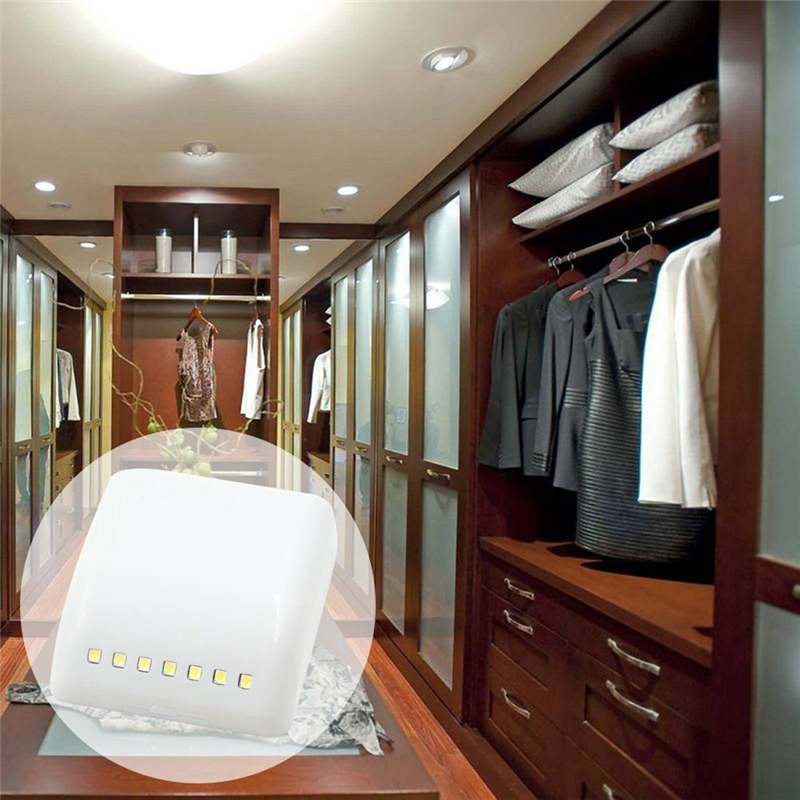7 LED Light Sensor Night Lamp PIR Infrared Motion Sensor Light for Kitchen Cabinets Wardrobe Drawer Closet Battery Powered(No Include)