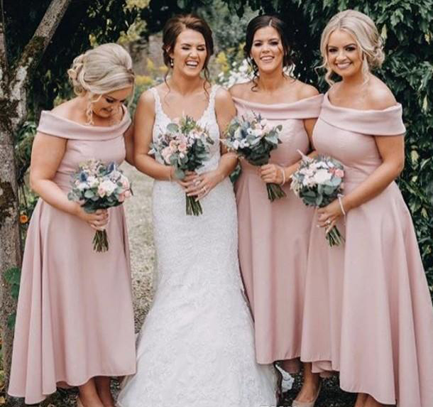 Cheap Ankle Length Bridesmaid Dress Pink Summer Country Garden Formal Wedding Party Guest Maid of Honor Gown Plus Size Custom Made