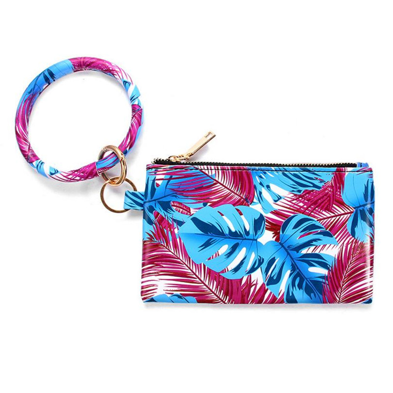 Wristlet Bags Bangle Keyring PU Leather Wristlet Keychain Bracelets Hanging Change Purse Phone Bag Women Girls Christmas Jewelry 10pcsDW4824