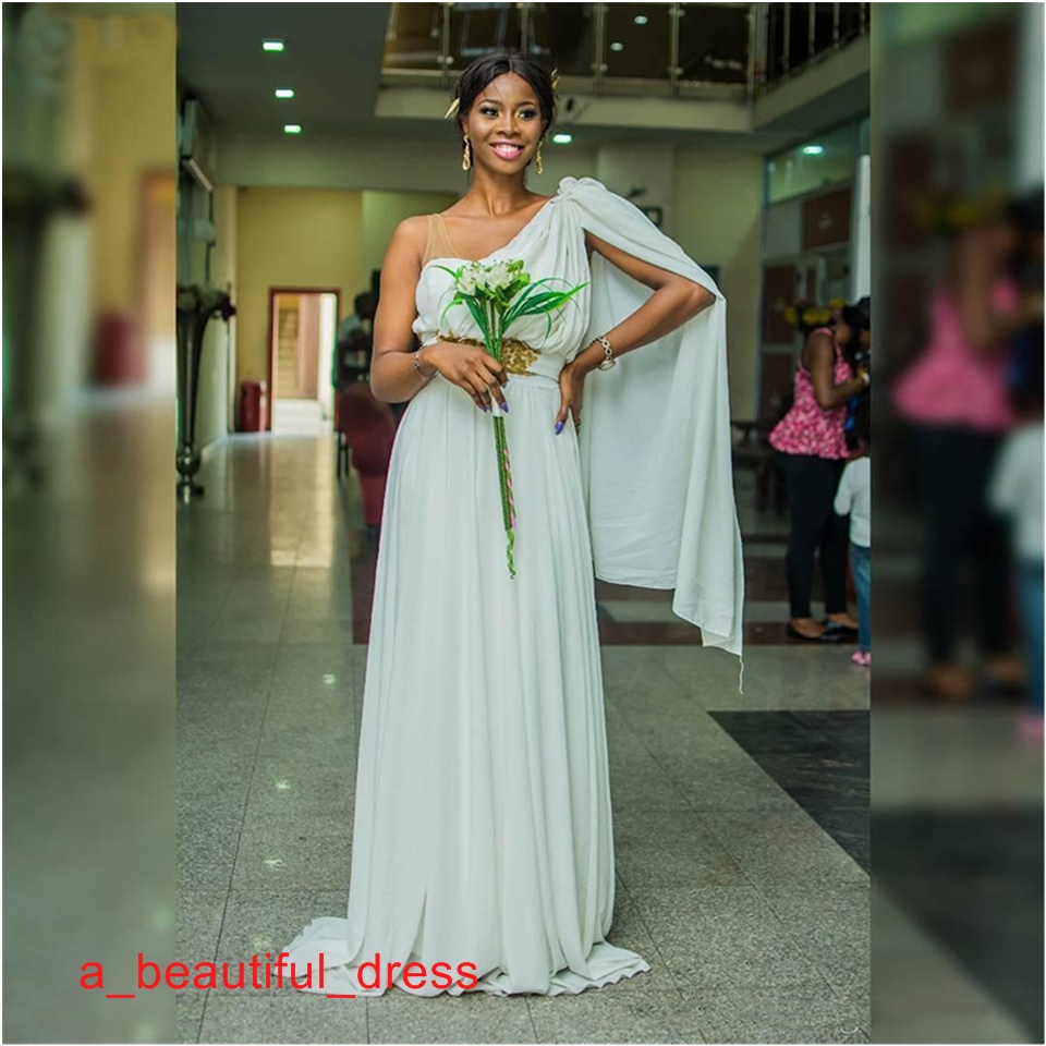 South African Chiffon Long Wedding Guest Dresses A Line One Shoulder Elegant Bridesmaids Maid of Honor Gowns Plus Size