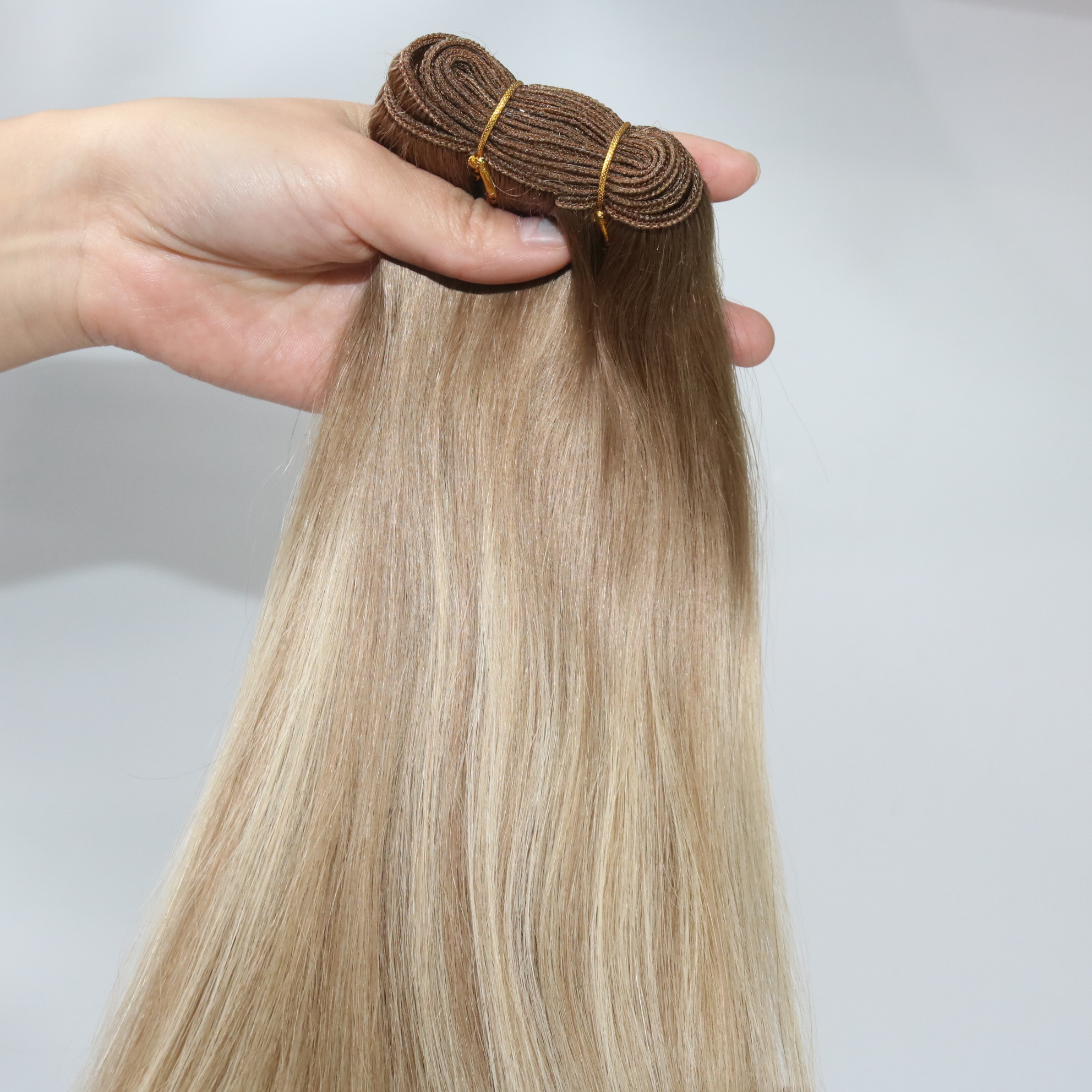 #8 60 Balayage Human Hair Extensions Ombre Medium Brown Ombre Hair #613 #60 Light Blonde With Highlights 100gram