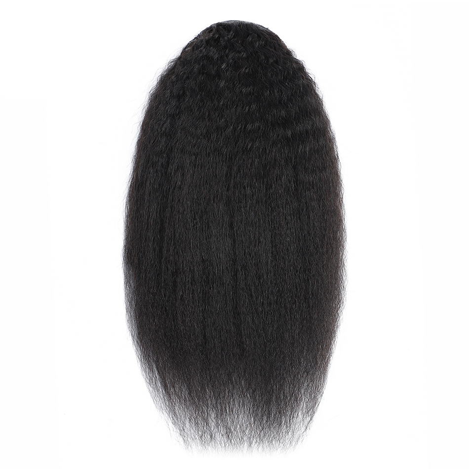 Free shipping Kinky Straight Human Remy Brazilian Drawstring Ponytail 1 Piece Clip In Hair Extensions 1B Pony Tail
