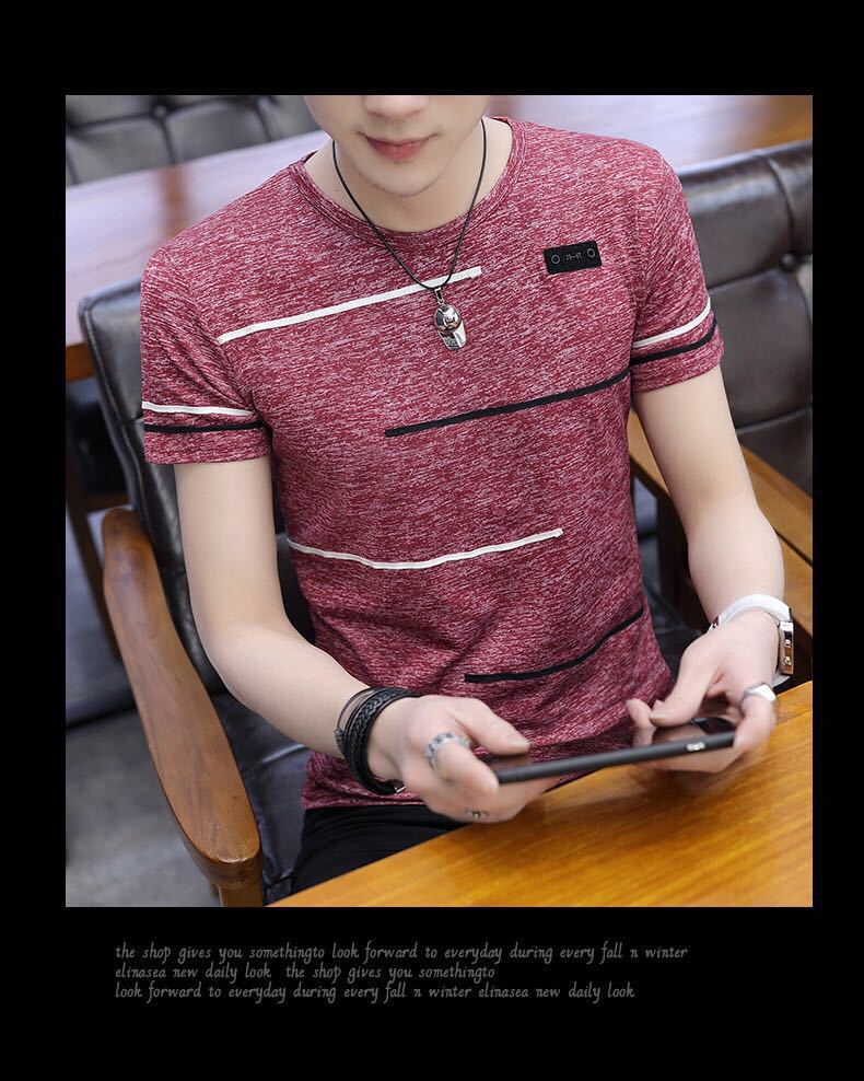 Korean Short Sleeve T Shirt Men O Neck Polyester Mens T Shirt Summer Cool Tee Male Slim Casual Boys Tee Shirt Homme 4XL