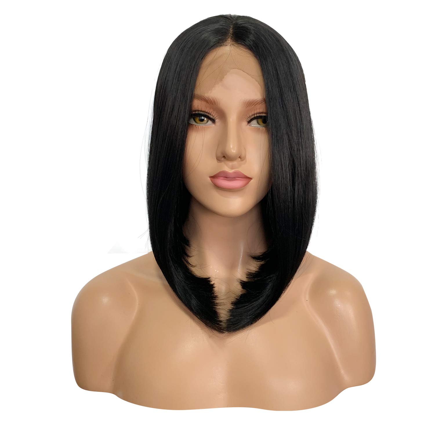 Lace Front Wigs black Bob Wig Short Ginger Wig Natural Straight Synthetic Full Wig for Women