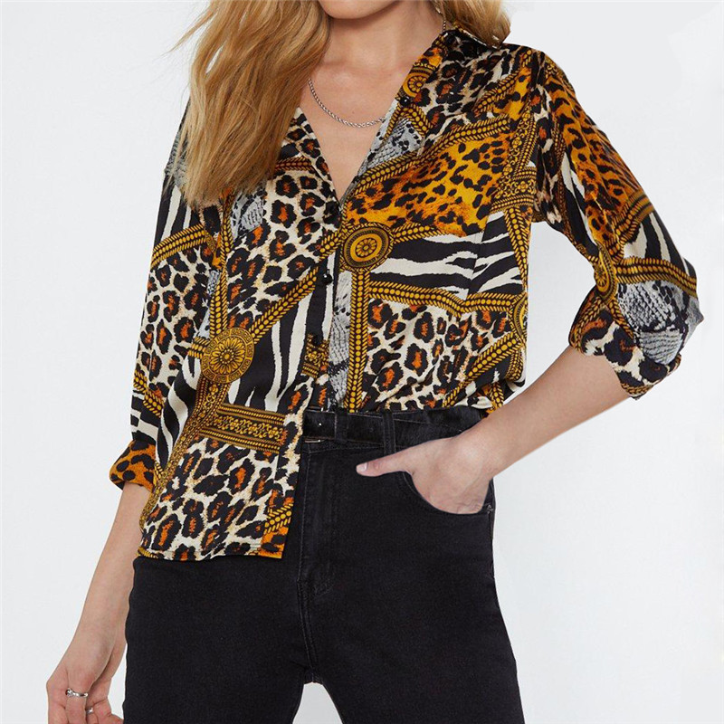 Women Tops and Blouses Leopard Chain Print Vintage Chiffon Blouse Shirt Casual V-Neck Office Blouse Ladies Tops Blusas Plus Size, Brown
Women Tops and Blouses Leopard Chain Print Vintage Chiffon Blouse Shirt Casual V-Neck Office Blouse Ladies Tops Blusas Plus Size, Brown