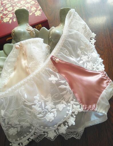 2019 New Arrival Plus Size M L XL 3XL Princess Lovely Cute Lolita Kawaii Sexy Embroidery Satin Lace Panties Underwear brief T200110