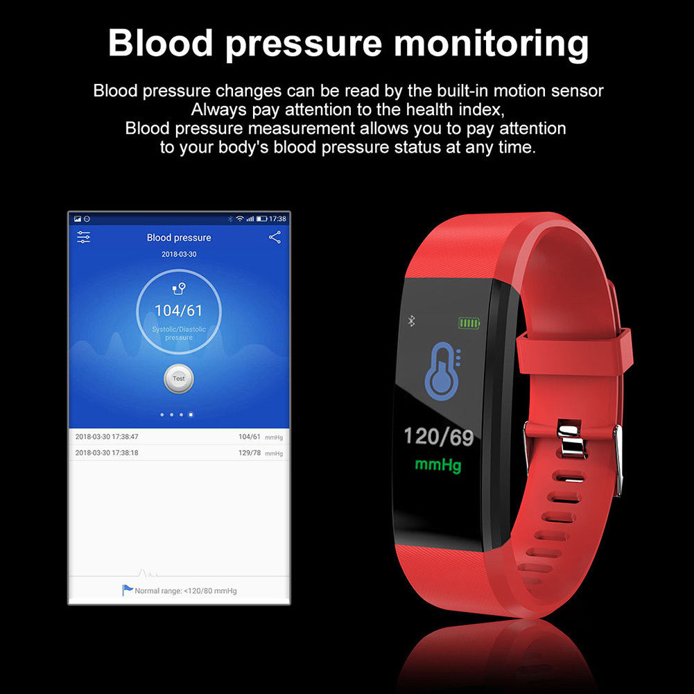 1 PC ID115 PLUS Color Screen Smart Bracelet Pedometer Watch Fitness Watch Running Walking Tracker Heart Rate Pedometer Smart Band4