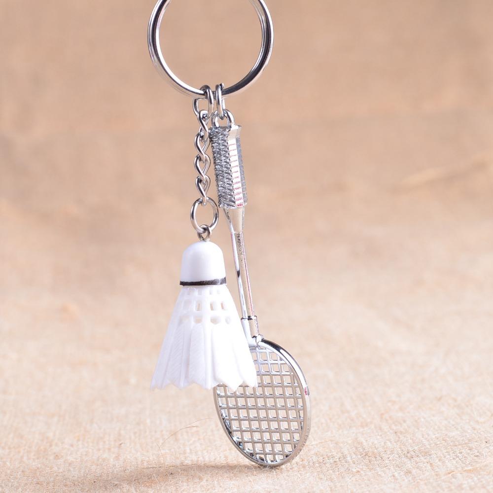 24 Pcs Badminton Key Chain Racket Balls Sports Keychain Pendant 3d Key Chain Holder Ring Car Bag Pendant Charm Keyring