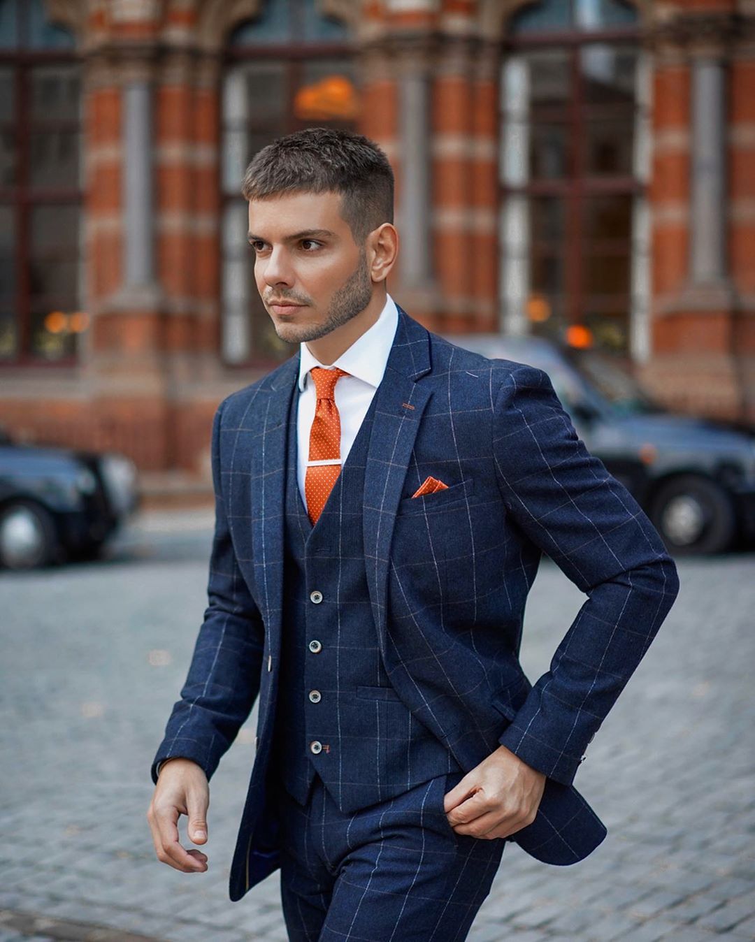 Classic Blue Check Mens Groom Wedding Suits Groom Slim Fit Two Button Formal Work Prom Office Blazer Jacket(Jacket+Vest+Pants)