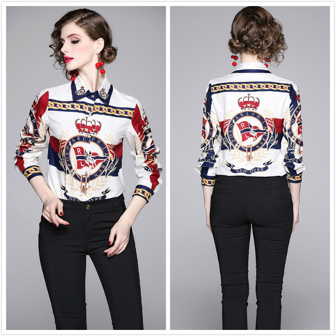 Street Style Spring Fall Runway Women's Vintage Casual Print Plus Size Shirt Blouses Elegant Office Lady Sexy Slim Luxury Shirts Blouses, Customize
Street Style Spring Fall Runway Women's Vintage Casual Print Plus Size Shirt Blouses Elegant Office Lady Sexy Slim Luxury Shirts Blouses, Customize