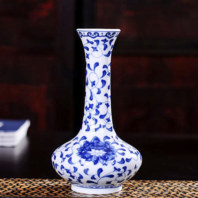 Traditional Chinese Blue White Porcelain Vase Ceramic Flower Vases Vintage Home Decoration
