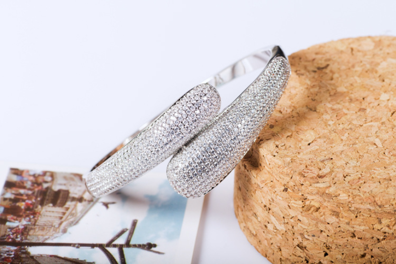 2024 New Sterg Sier White Sapphire CZ Dia Open Drop Bracelet, Original Jewelry for Women, Wedding Engagement Anniversary