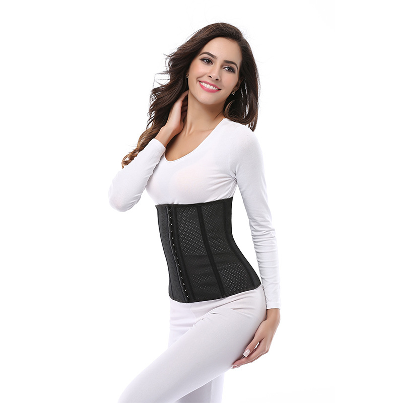 Short Torso 9pc-Steel Boned Mesh Underbust Waist Training Latex Corset for Weight Loss Cincher Shaper Women Postpartum Recovery 3XS-6XL