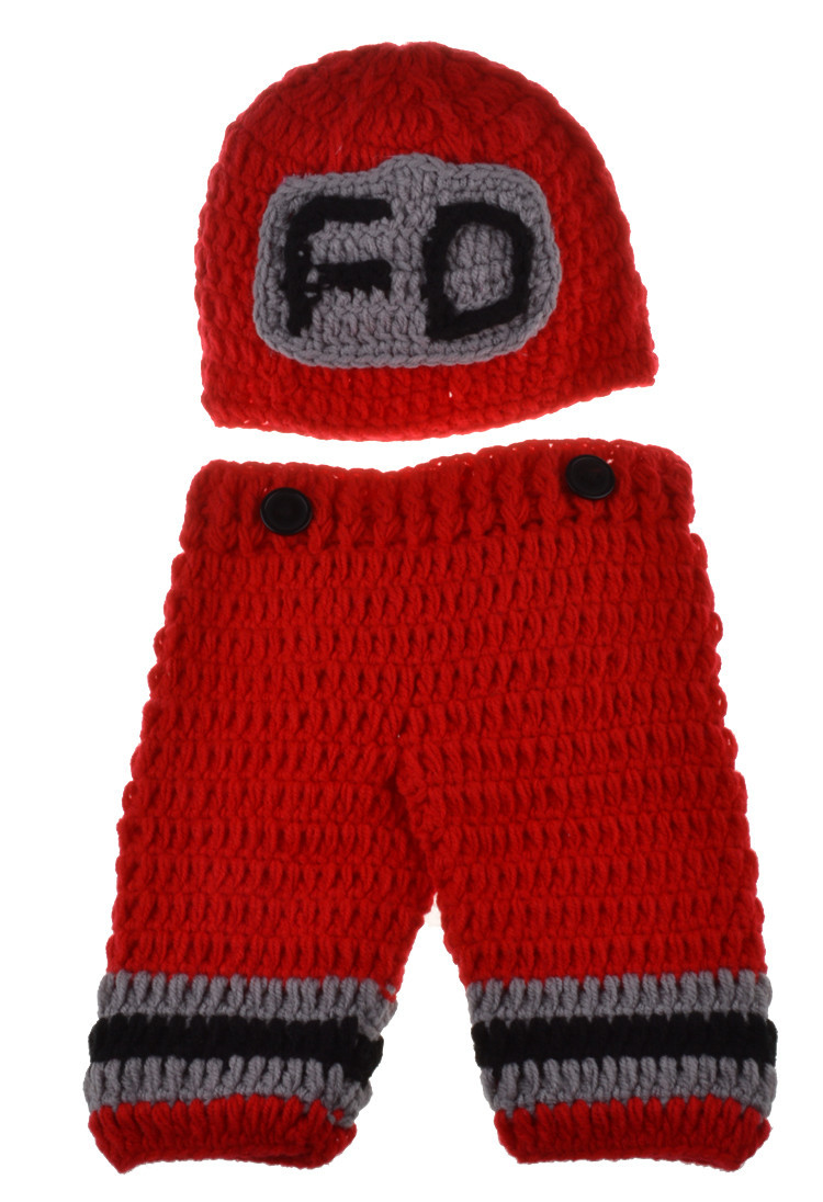 Handmade Crochet Baby Fireman Outfit Newborn Photo Props Knitted Baby Costume Christmas Outfit Baby shower Gift