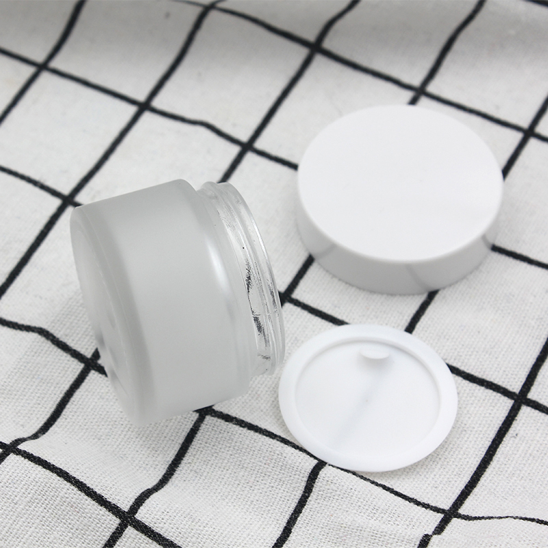 Frost Glass Cream Jar Bottle 10g 20g 30g 1oz Empty Container Cosmetic Jars with Black Gold Lid
