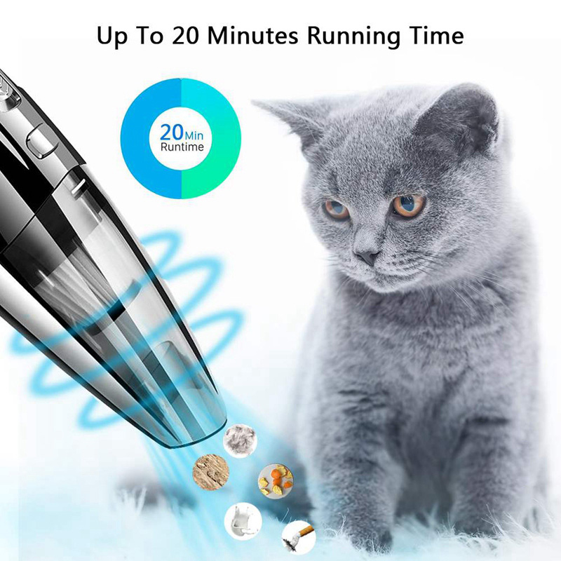Car Handheld USB Vacuum Cleaner Cordless Powerful Cyclone Suction Portable Rechargeable Easy Using Quick Charge Wet Dry