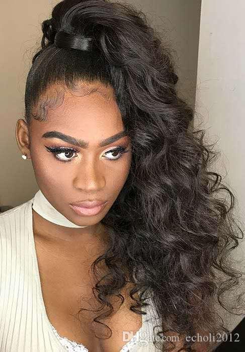 Best Natural curly elastic band human hair ponytail hairpiece, loose wavy curly Remy hair wraps long high Side part pony tail