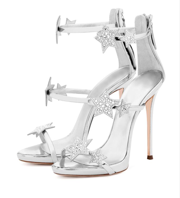Hot Sale-2019 summer new star gladiator sandals and stiletto heels High-heeled sandals