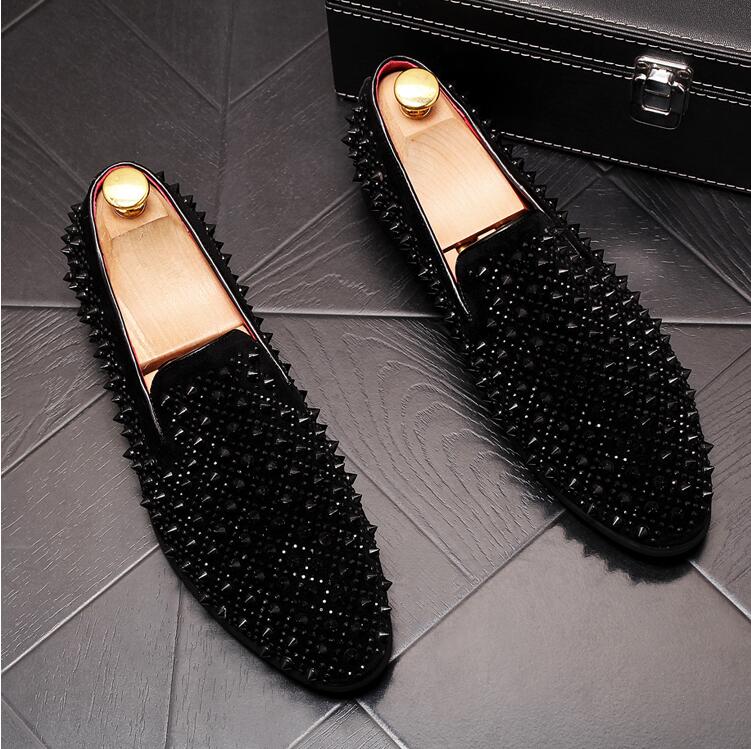 New Italian Leather Moccasins shoes Fashion Rivet Designer Wedding Shoes Breathable Driving Flats Glitter Party Men Loafers E352, Black
New Italian Leather Moccasins shoes Fashion Rivet Designer Wedding Shoes Breathable Driving Flats Glitter Party Men Loafers E352, Black